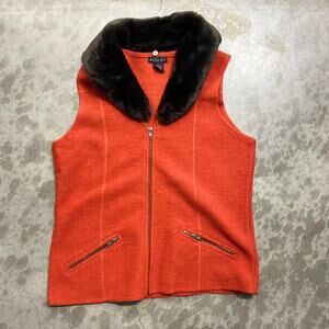 100 wool vest orange and